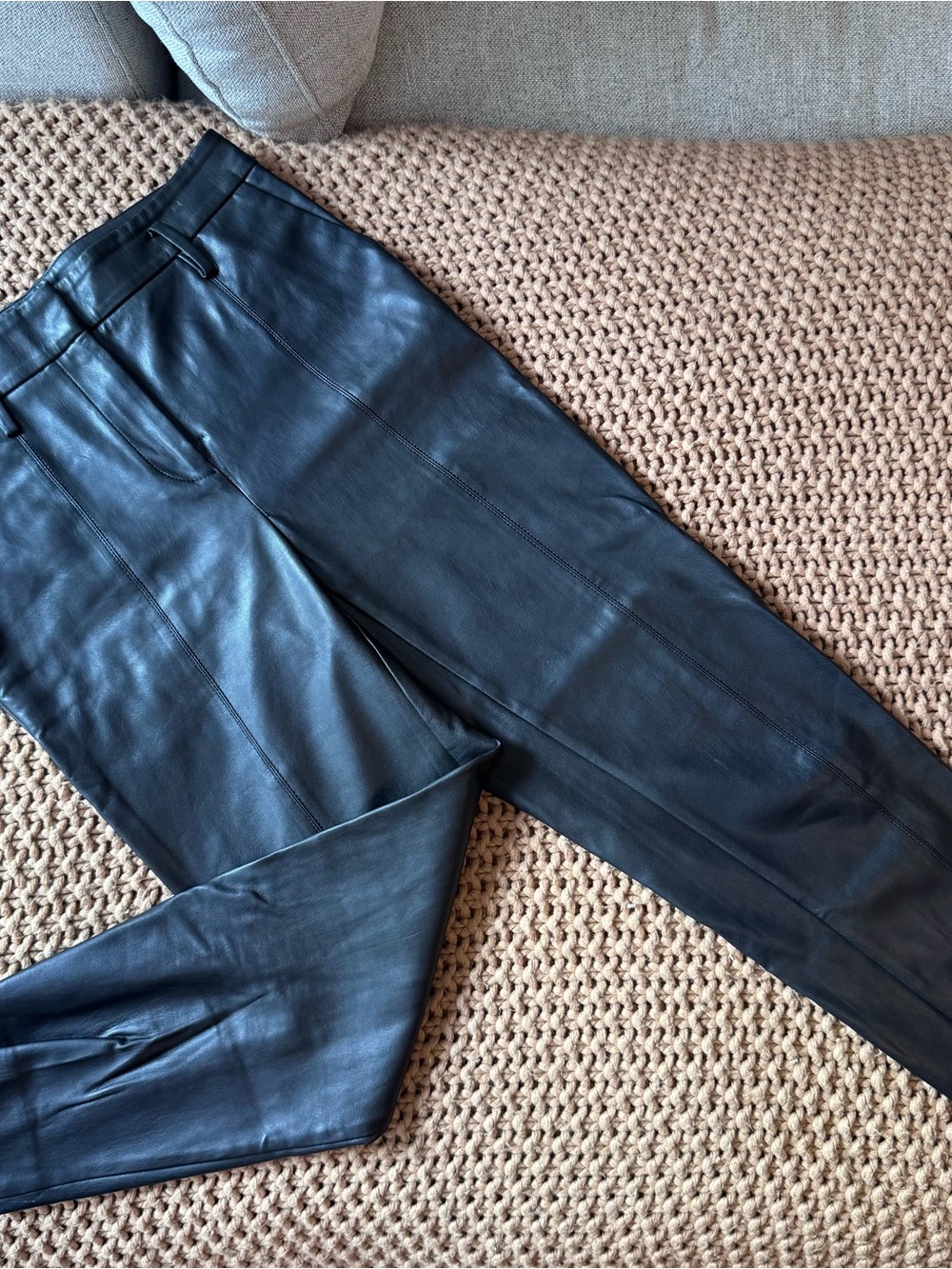Ann Taylor Petite Faux Leather Pants 4P Black Straight Leg High Rise Career Chic - Picture 2 of 12